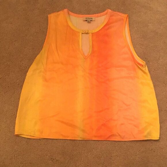 Du Paradis Vibrant Orange and Yellow Ombré Sleeveless Top - Picture 1 of 5